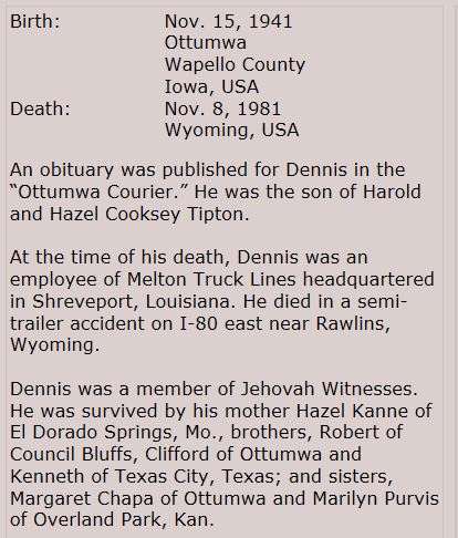 Dennis Tipton Obit